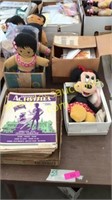 Character dolls, cards, activity books