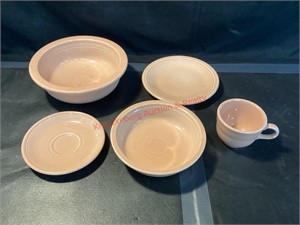 Apricot Fiesta Saucers, Bowl, Cup