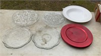 Multiple Glass Serving Trays Red Charger Plates