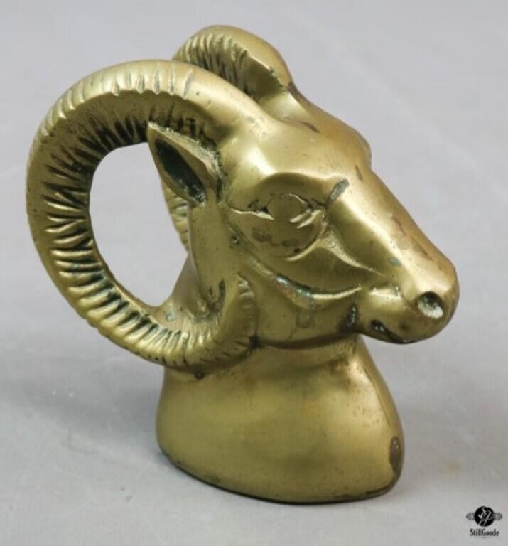 Brass Ram Head Figurine
