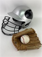 Children's Baseball Helmet, Glove and Ball
