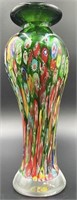 MCM Stunning Murano Millifiori Emerald Vase 11”