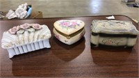 3 LIDDED JEWELRY BOXES