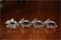 Lot of 4 pewter bunny napkin holders