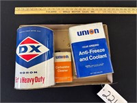 DX & Union 76 Oil, Antifreeze, Carb Cleaner Cans