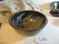 SIGNED POTTERY BOWL - 8 1/8"W X 3 7/8"H