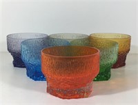 6 MID CENTURY OLD FASHIONED GLASSES COLOURED