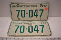 Pair of 1970 Saskatchewan license plates