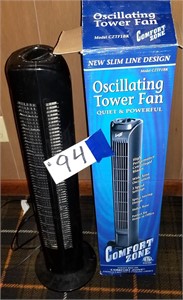 Comfort Zone Oscillating Tower Fan, No Remote-