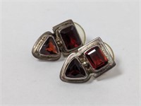 .925 Sterling Red Stone Earrings