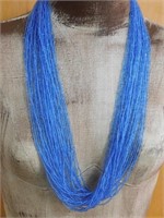 BLUE SEED BEAD NECKLACE ROCK STONE LAPIDARY SPECIM