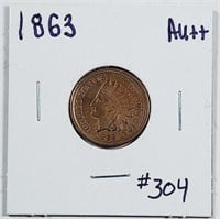 1863  Indian Head Cent   AU+