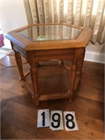 Bassett 6 Sided Glass Top End Table