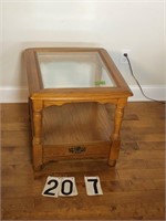 Bassett Glass Top End Table 27"x24"x 22" Tall