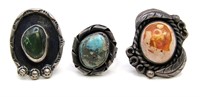 (3) SOUTHWEST STYLE NATURAL STONE RINGS