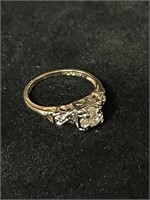 14K YELLOW GOLD 7 DIAMOND ENGAGEMENT RING 1/6 CT