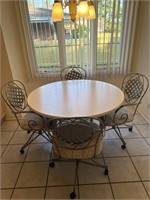Round Metal Kitchen Table With 4 Rolling Chairs