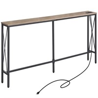 ELYKEN 5.9" Narrow Console Sofa Table with Power O