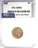 1863 Cent MS64 LISTS $550