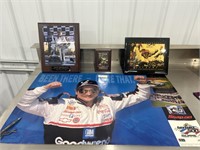 Dale Earnhardt clock, plaques and poster