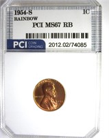 1954-S Cent PCI MS67 RB Rainbow