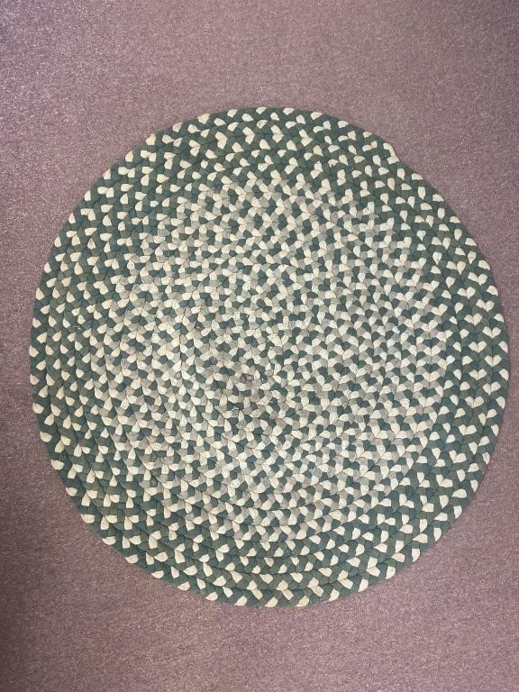 36" Round Multi-Green Braided Weave Rag Rug