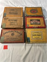 Six Vintage Cigar Boxes