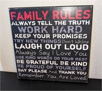 Family Rules Wood Plaque