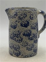 Vintage blue and white sponge wear pitcher