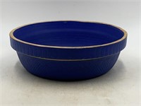 Large blue stoneware shallow bowl