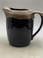 Vintage large brown drip glaze  pitcher marked