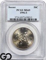 1996-S Soccer Commemorative 50c, PCGS MS69