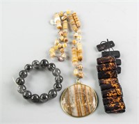 3 Assorted Chinese Stone Bracelets and Pendants