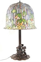 Tiffany style Stained Glass & Bronze lamp