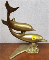 Brass Dolphins Statue