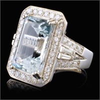 7.64ct Aquamarine & 1.25ctw Diamond in 14K WG