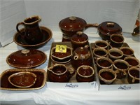 LARGE GROUP HULL BROWN DRIP POTTERY