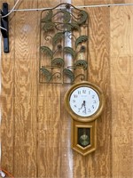 Wall clock and wall flower pot hanger