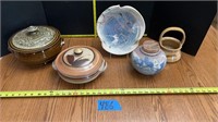 Pottery art , bean pots with lids