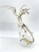 Silver Dragon Figure on Crystal Base 11” - No