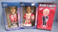 (3) Detroit Red Wings bobble heads includes Bud