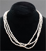 Triple-Strand 14K Gold Freshwater Pearl Necklace