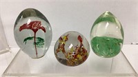(3) Art glass paper weights