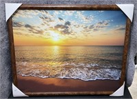 Calming Seas Board Picture Framed In Wood Grain