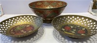 3 piece Enamel on brass lot
Matching bowls 5.75”