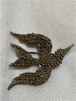 Vintage bird brooch , silver tone