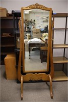 Antique Birdseye Maple Cheval Dressing Mirror