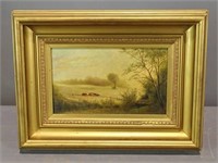 Painting: 19th c. Landscape with Farmer