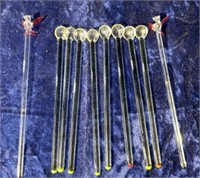 lot of 6in glass swizzel sticks