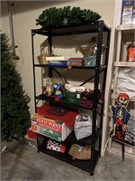 Metal rack with all Christmas decorations